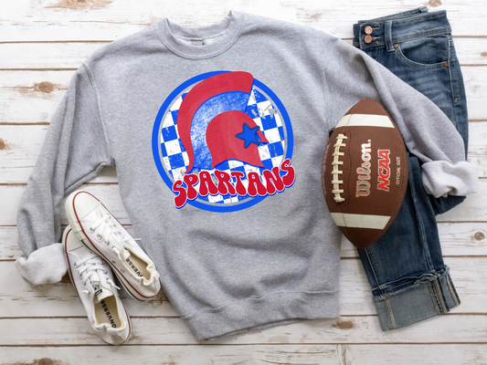 DTF SPARTANS RED/BLUE PREPPY MASCOT PRINT TRANSFER