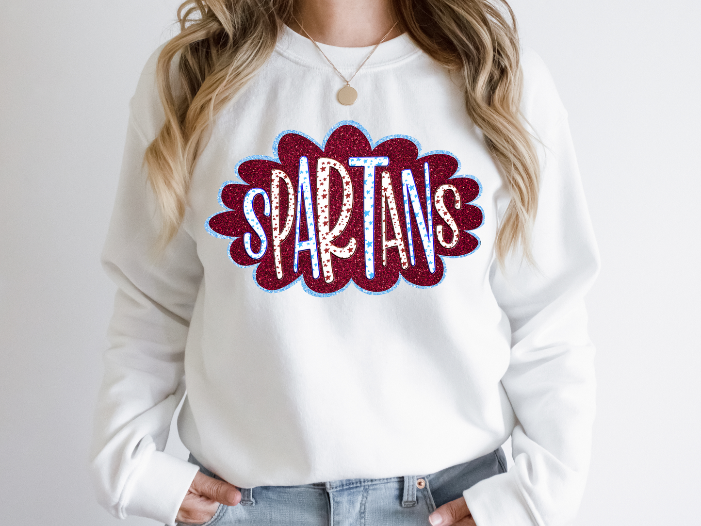 DTF SPARTANS MAROON/LIGHT BLUE GLITTER CLOUD GAME DAY TRANSFER