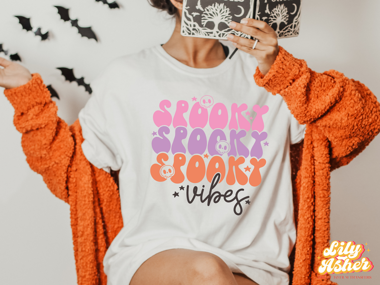DTF SPOOKY VIBES RETRO STACKED HALLOWEEN TRANSFER