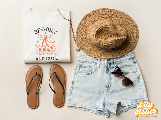 DTF SPOOY & CUTE CHERRY SKULL TRANSFER