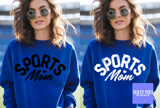 DTF SPORTS MOM W MINI HEART (4 COLORS AVAIL.) TRANSFER