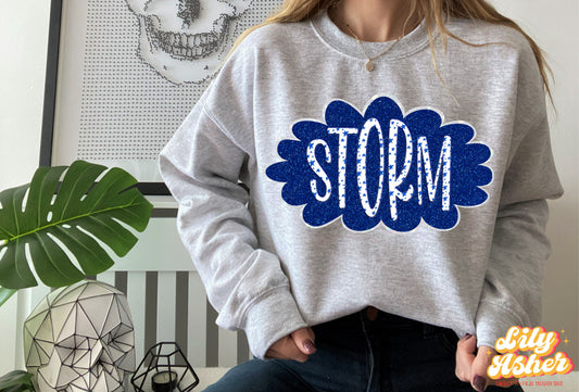 DTF STORM BLUE/WHITE GLITTER CLOUD GAME DAY TRANSFER