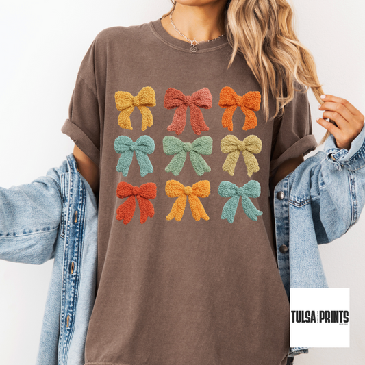 DTF FALL-THEMED BOWS FAUX CROCHET TRANSFER