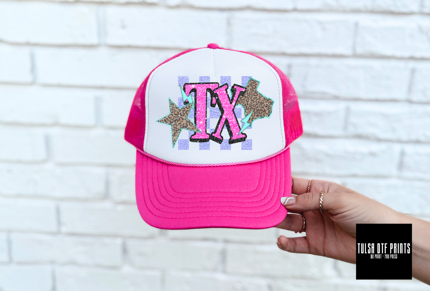 DTF TEXAS LEOPARD CHECKERED STAR AND BOLT TRANSFER