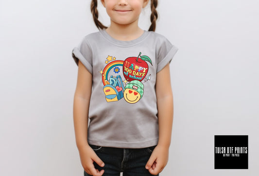 DTF HAPPY 100 DAYS OF SCHOOL RETRO PREPPY TRANSFER