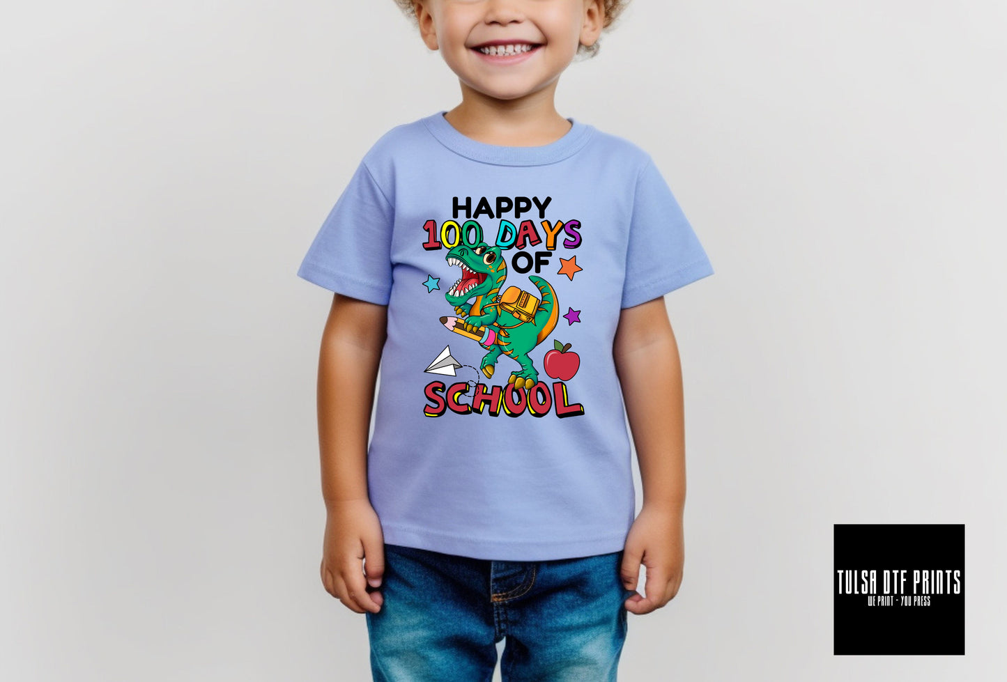 DTF HAPPY 100 DAYS OF SCHOOL DINO TRANSFER
