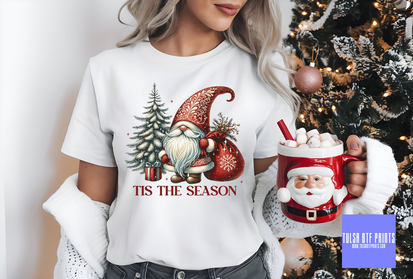 DTF TIS THE SEASON SANTA GNOME TRANSFER