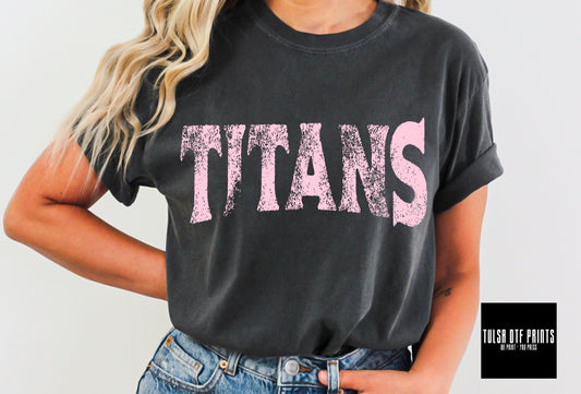 DTF TITANS PINK GRUNGE MASCOT TRANSFER