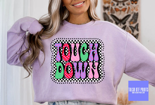 DTF TOUCHDOWN MULTICOLOR CHECKERED TRANSFER