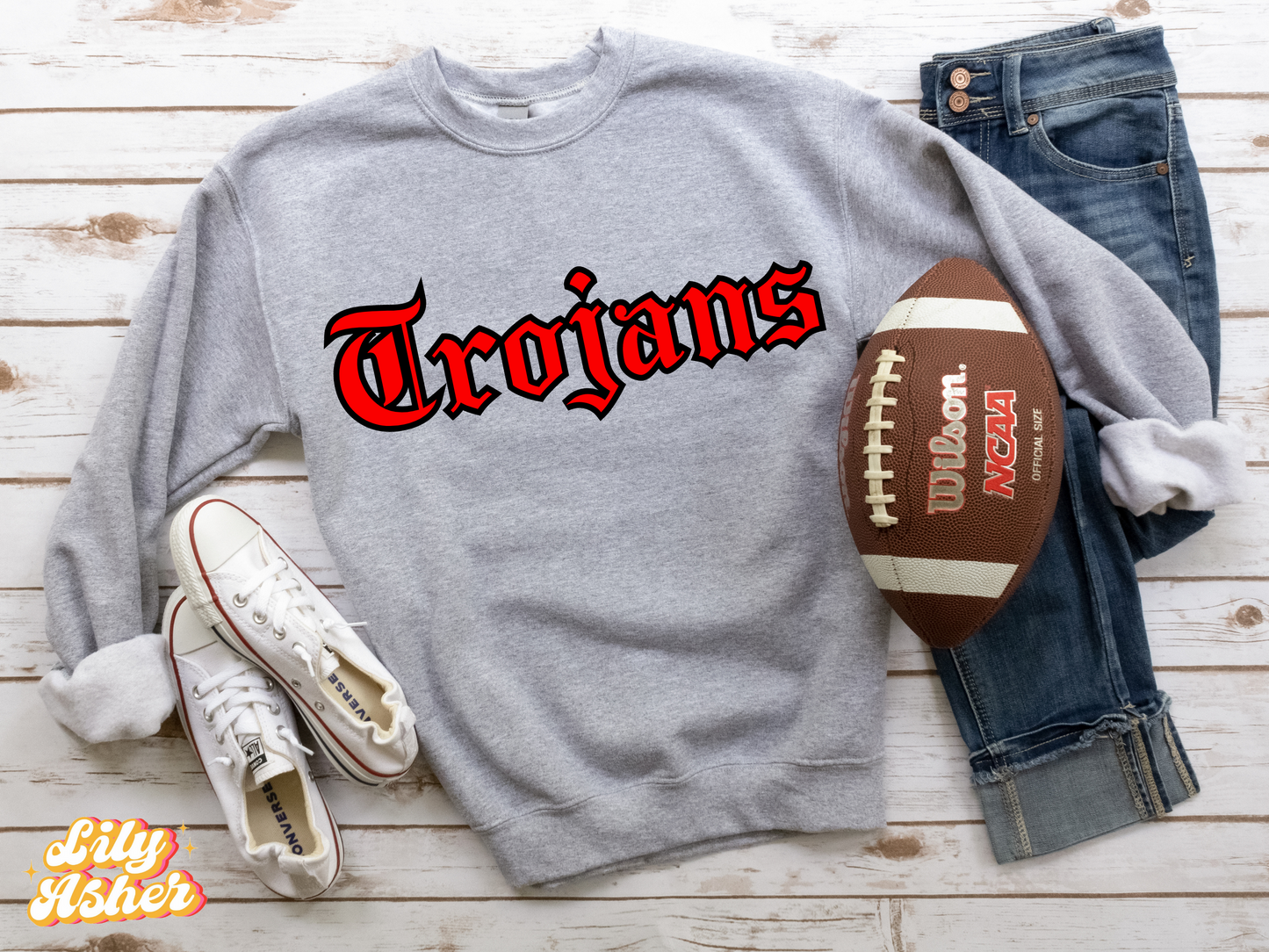 DTF TROJANS RED-BLACK DUKE DESIGN TRANSFER