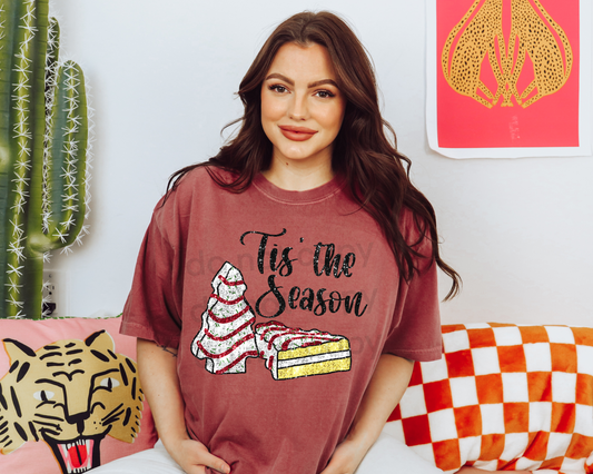 DTF CHRISTMAS TREE CAKE FAUX SEQUIN TRANSFER