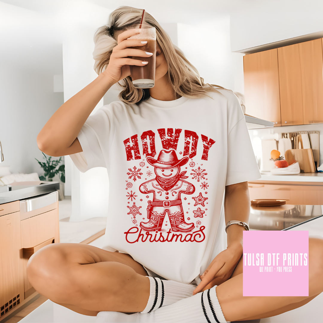 DTF Howdy Christmas Gingerbread Man (3 colors) Transfer