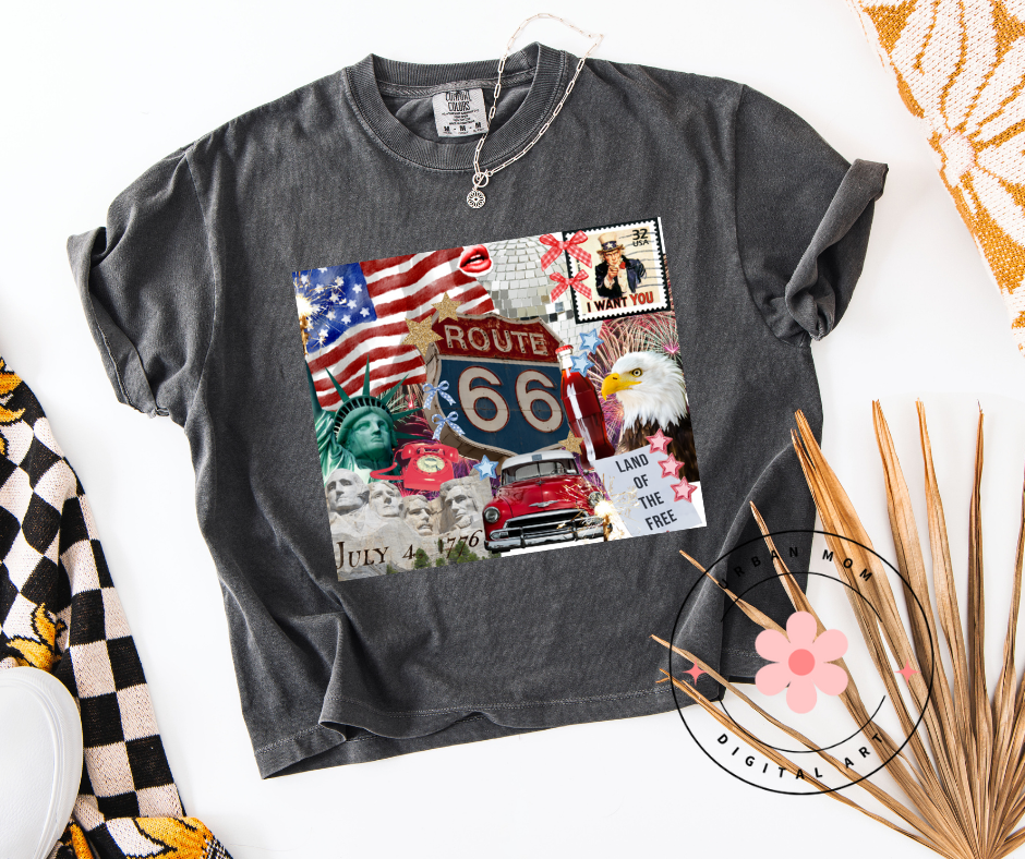 DTF ROUTE 66 + LAND OF THE FREE COLLAGE TRANSFER