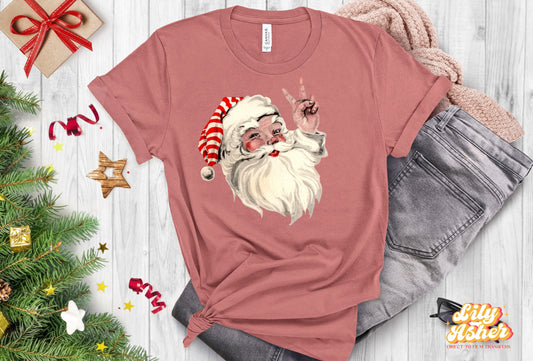 DTF VINTAGE SANTA CLAUS PEACE SIGN TRANSFER