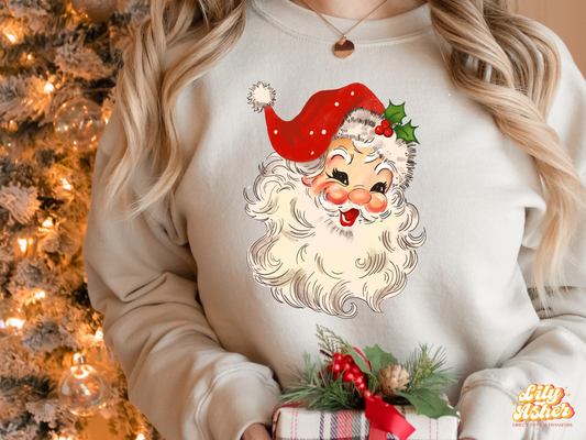 DTF VINTAGE SMILING SANTA TRANSFER