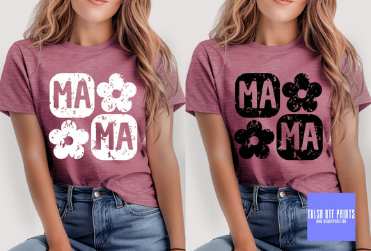 DTF WHITE MAMA RETRO DAISY (2 COLORS AVAIL.) TRANSFER