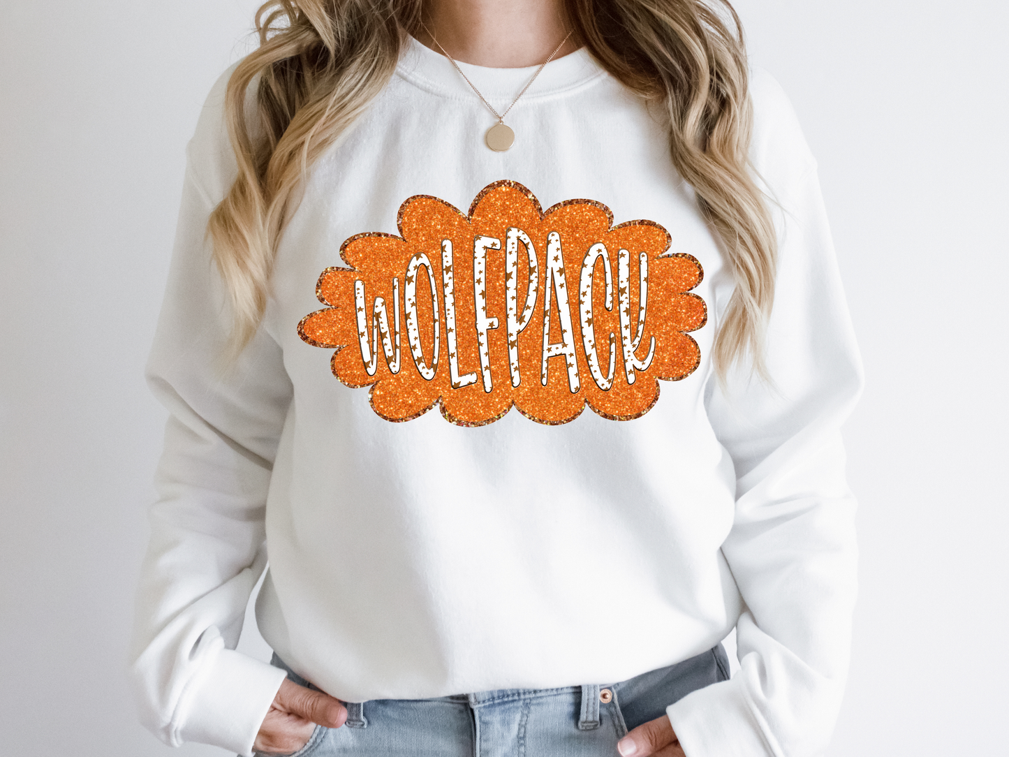 DTF WOLFPACK ORANGE/BROWN GLITTER CLOUD GAME DAY TRANSFER