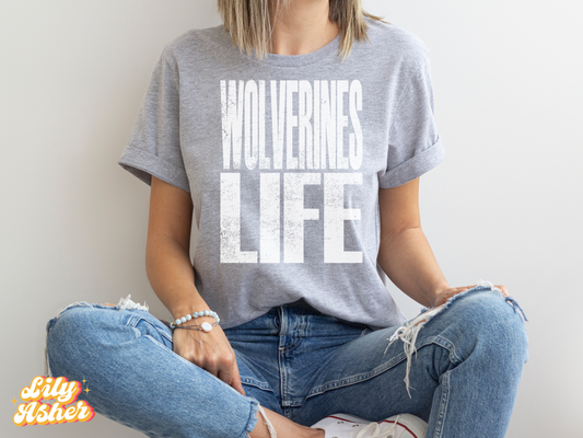 DTF WOLVERINES LIFE DISTRESSED TRANSFER