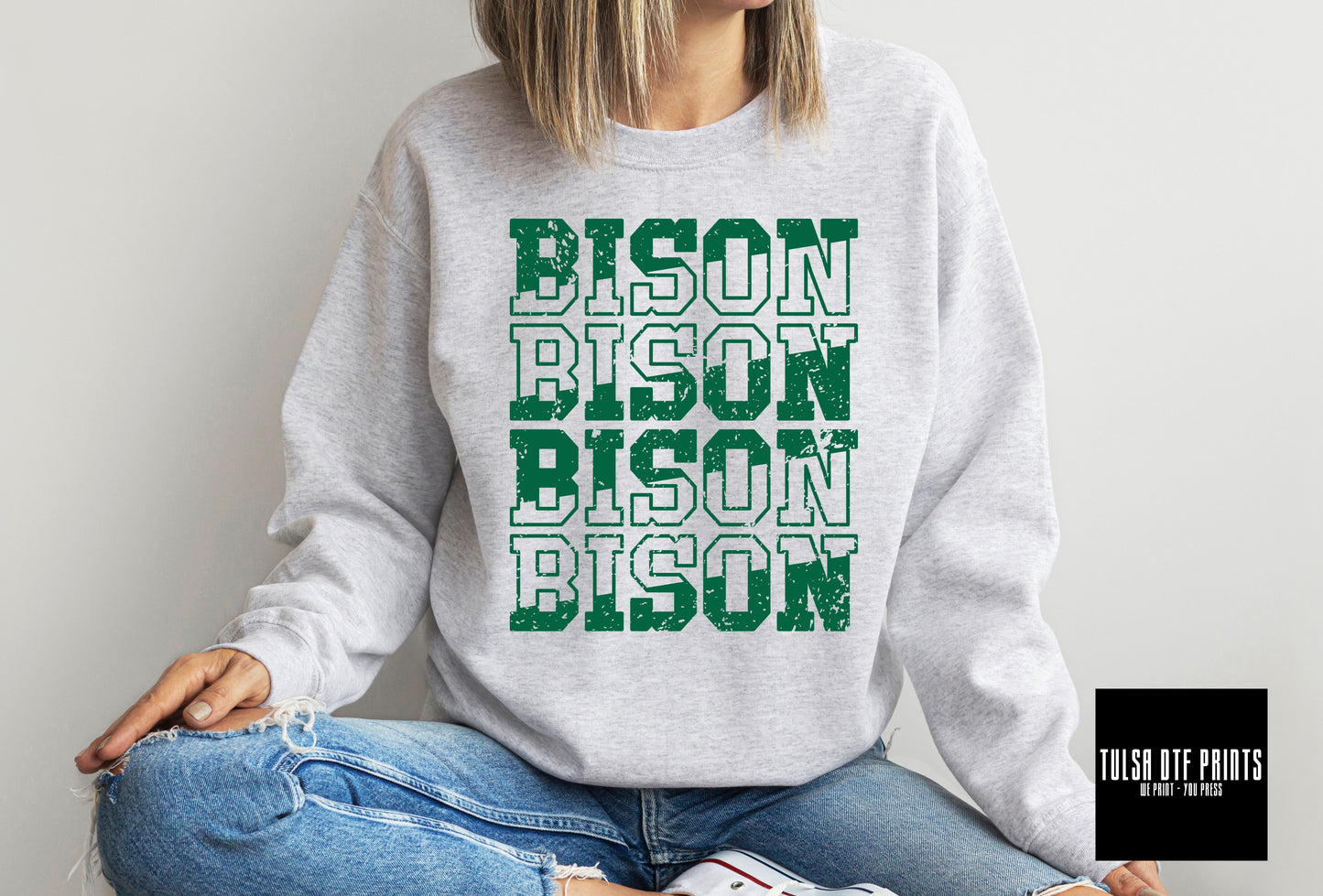 DTF BISON GREEN SOLID/OUTLINE GAME DAY TRANSFER