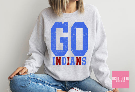 DTF GO INDIANS ROYAL BLUE/RED GAME DAY TRANSFER