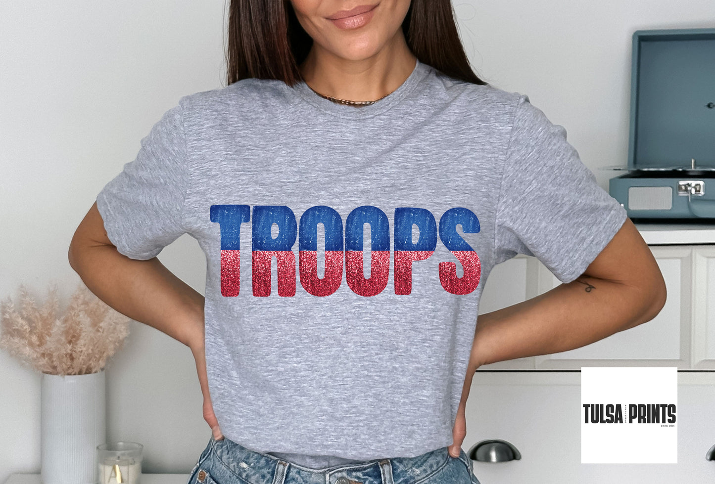 DTF TROOPS NAVY/RED GAME DAY SPLIT DESIGN TRANSFER