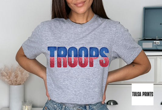 DTF TROOPS NAVY/RED GAME DAY SPLIT DESIGN TRANSFER