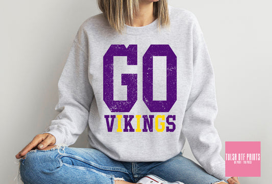 DTF GO VIKINGS PURPLE/YELLOW GOLD GAME DAY TRANSFER