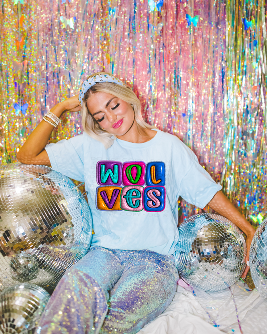 DTF WOLVES 3D INFLATED LETTERS TRANSFER