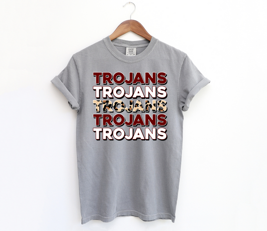 DTF TROJANS MAROON/WHITE STACKED TRANSFER