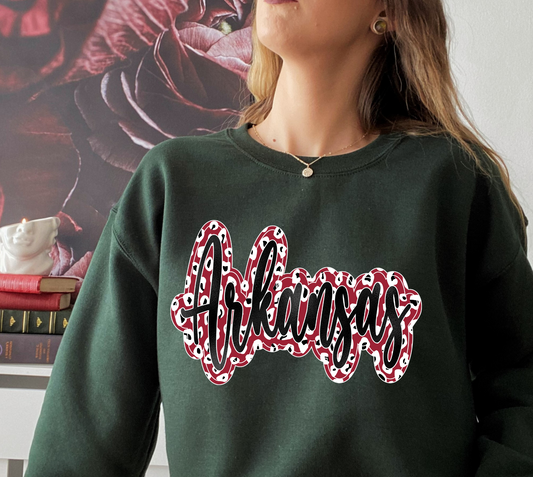 DTF ARKANSAS BLACK FOIL & MAROON LEO TRANSFER