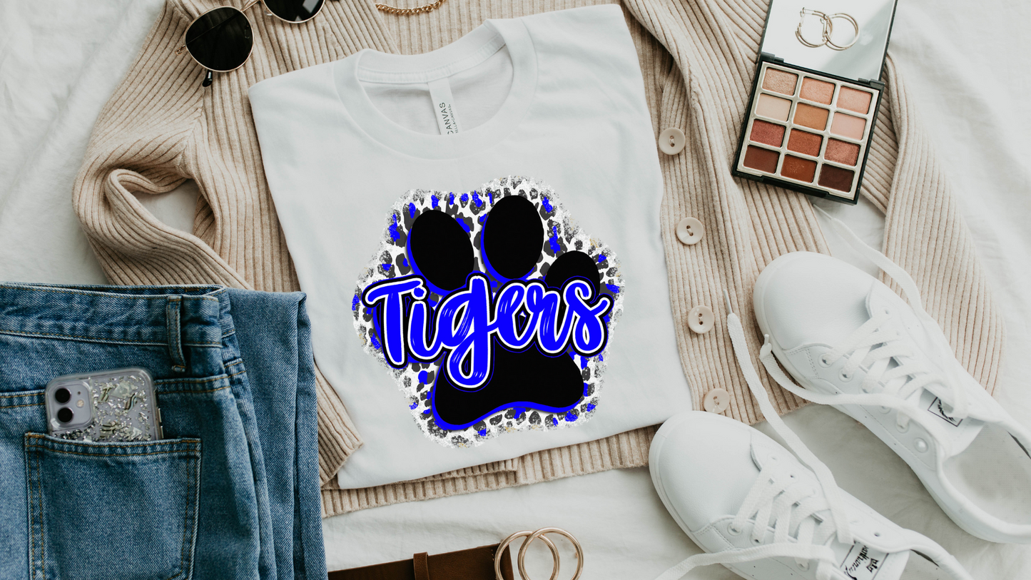 DTF TIGERS ROYAL BLUE/LEOPARD PAW  TRANSFER