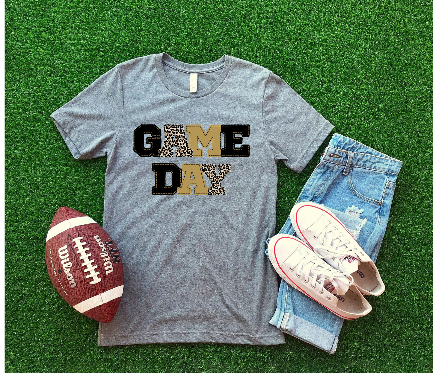 DTF GAME DAY BLACK/GOLD PATCHWORK TRANSFER