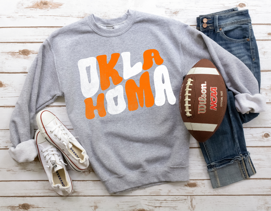 DTF OKLAHOMA ORANGE/WH BUBBLE GRUNGE TRANSFER