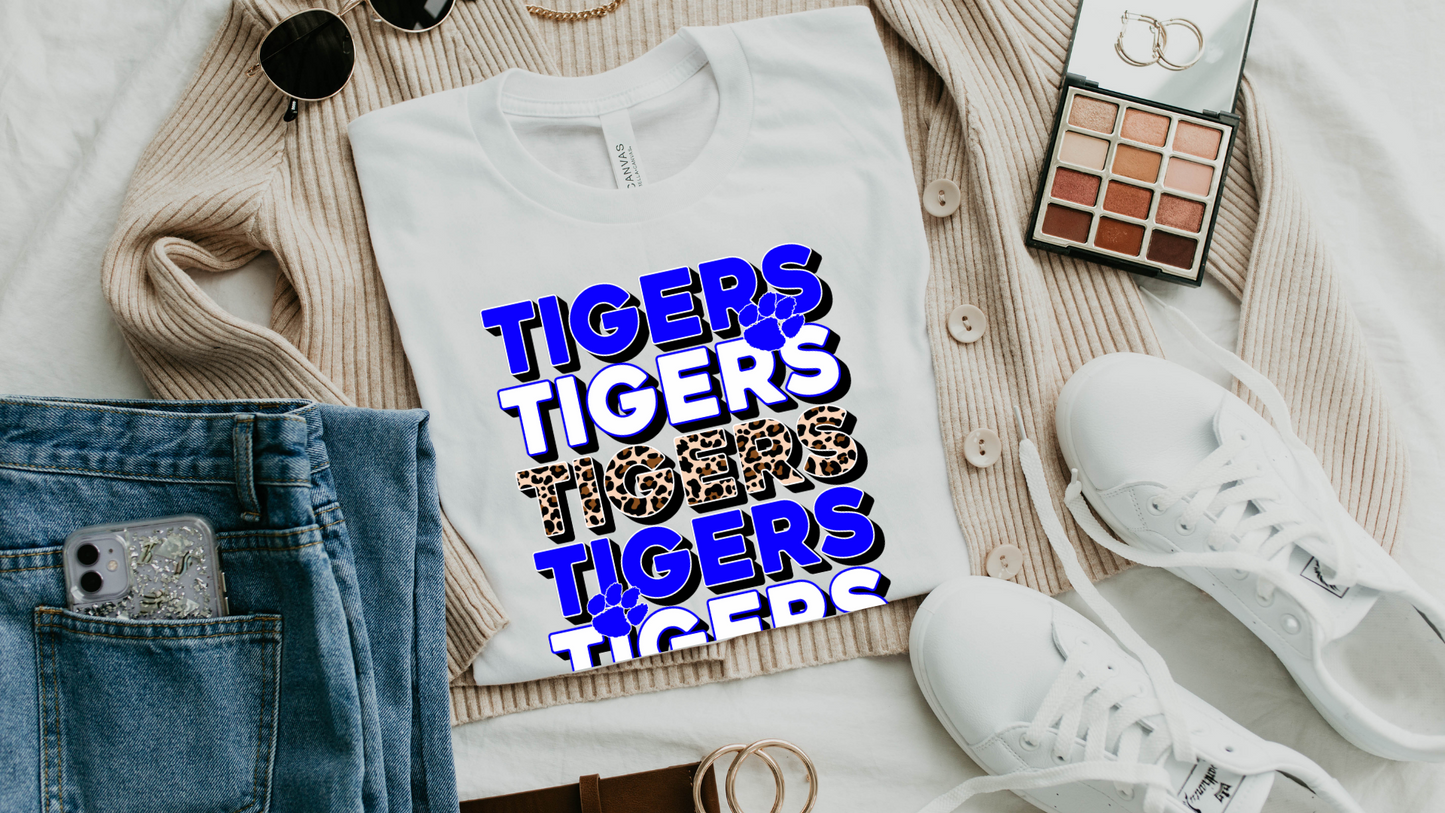 DTF TIGERS ROYAL/WHITE/BLACK STACKED TRANSFER