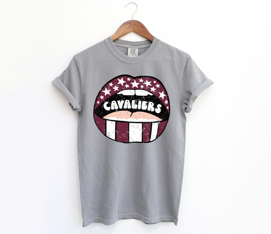 DTF CAVALIERS MAROON/WHITE LIPS DISTRESSED TRANSFER