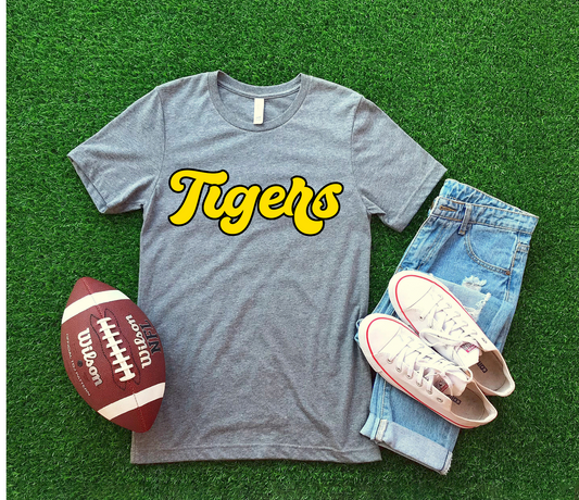 DTF TIGERS YELLOW/BLACK RETRO TRANSFER