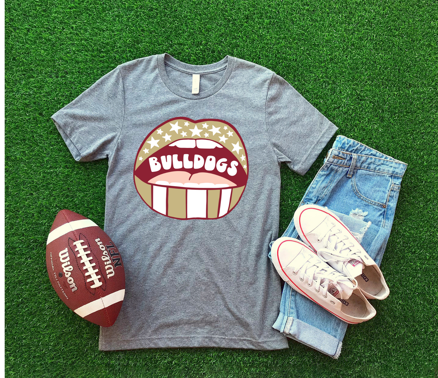 DTF BULLDOGS MAROON/GOLD LIPS REG TRANSFER
