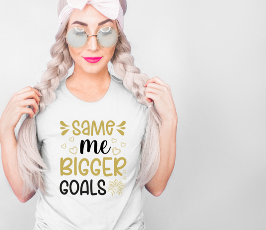 DTF SAME ME BIGGER GOALS BLACK/GOLD TRANSFER
