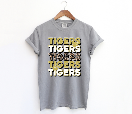 DTF TIGERS GOLD/WHITE/BLACK STACKED TRANSFER