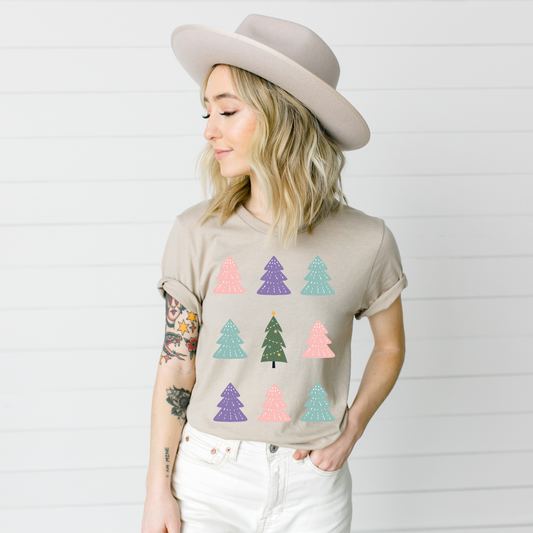 DTF STACKED PASTEL CHRISTMAS TREES TRANSFER