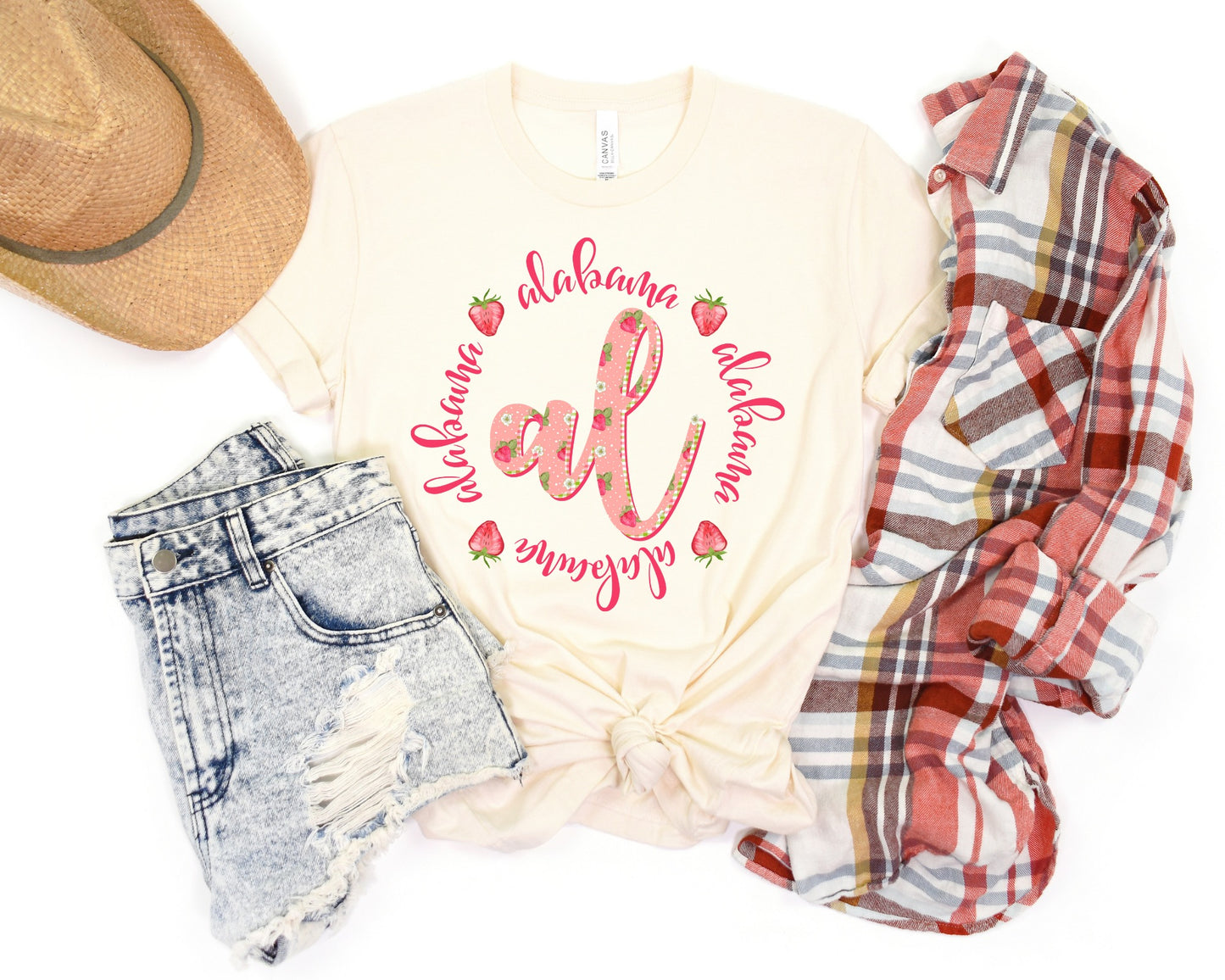 DTF ALABAMA STRAWBERRY + GINGHAM TRANSFER