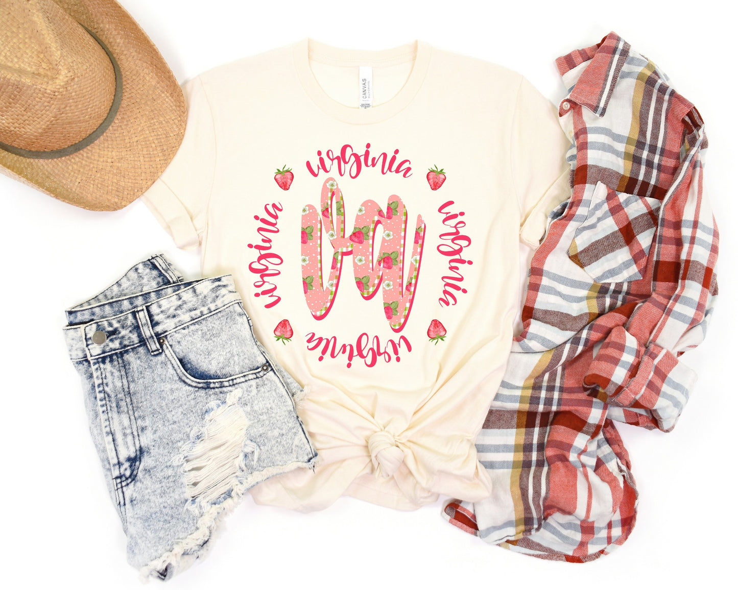 DTF VIRGINIA STRAWBERRY + GINGHAM TRANSFER