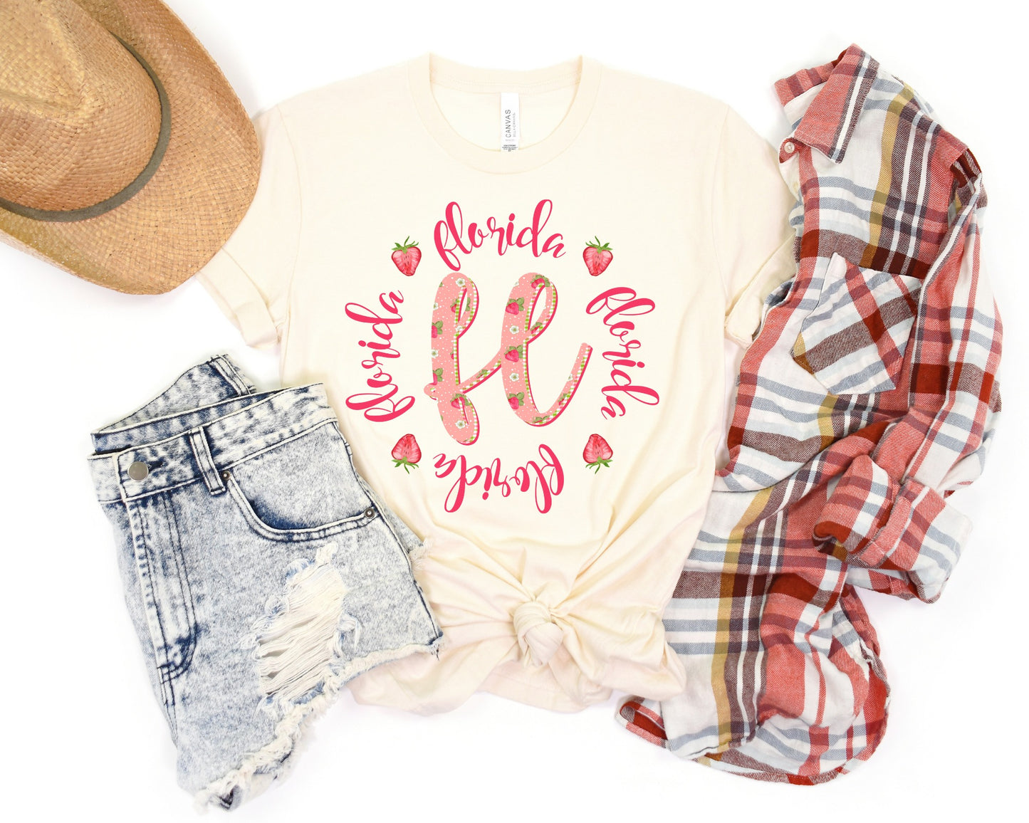 DTF FLORIDA STRAWBERRY + GINGHAM TRANSFER
