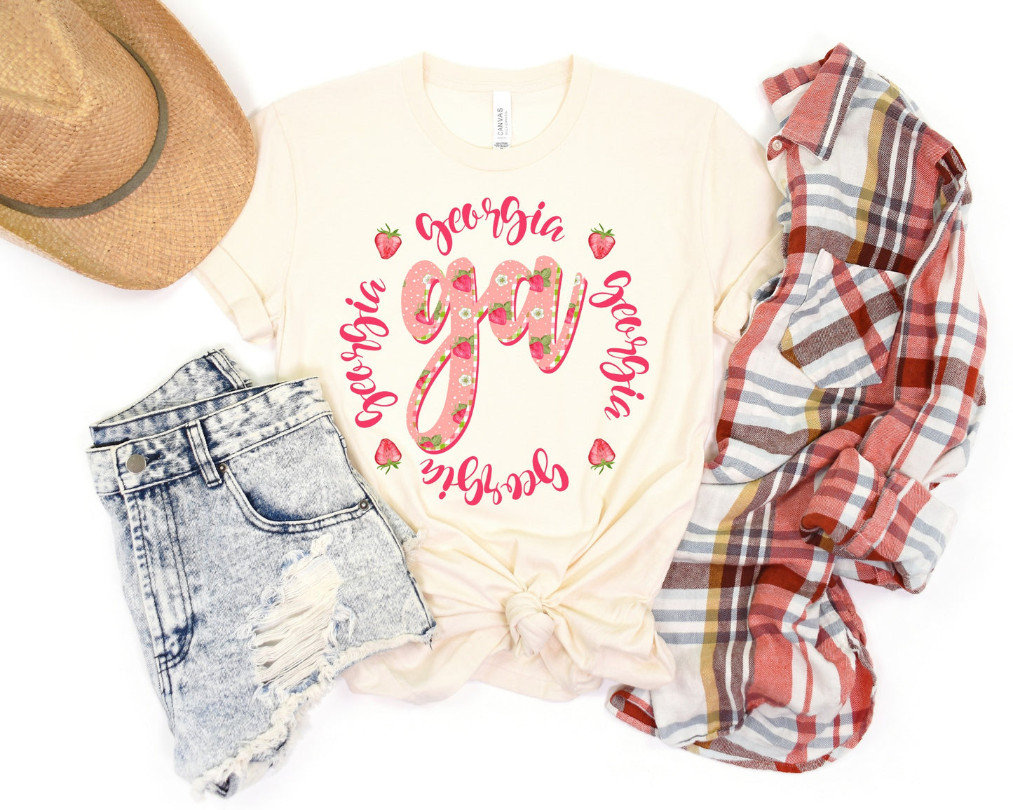 DTF GEORGIA STRAWBERRY + GINGHAM TRANSFER