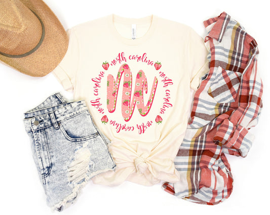 DTF NORTH CAROLINA STRAWBERRY + GINGHAM TRANSFER