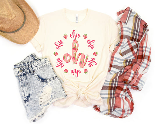 DTF OHIO STRAWBERRY + GINGHAM TRANSFER