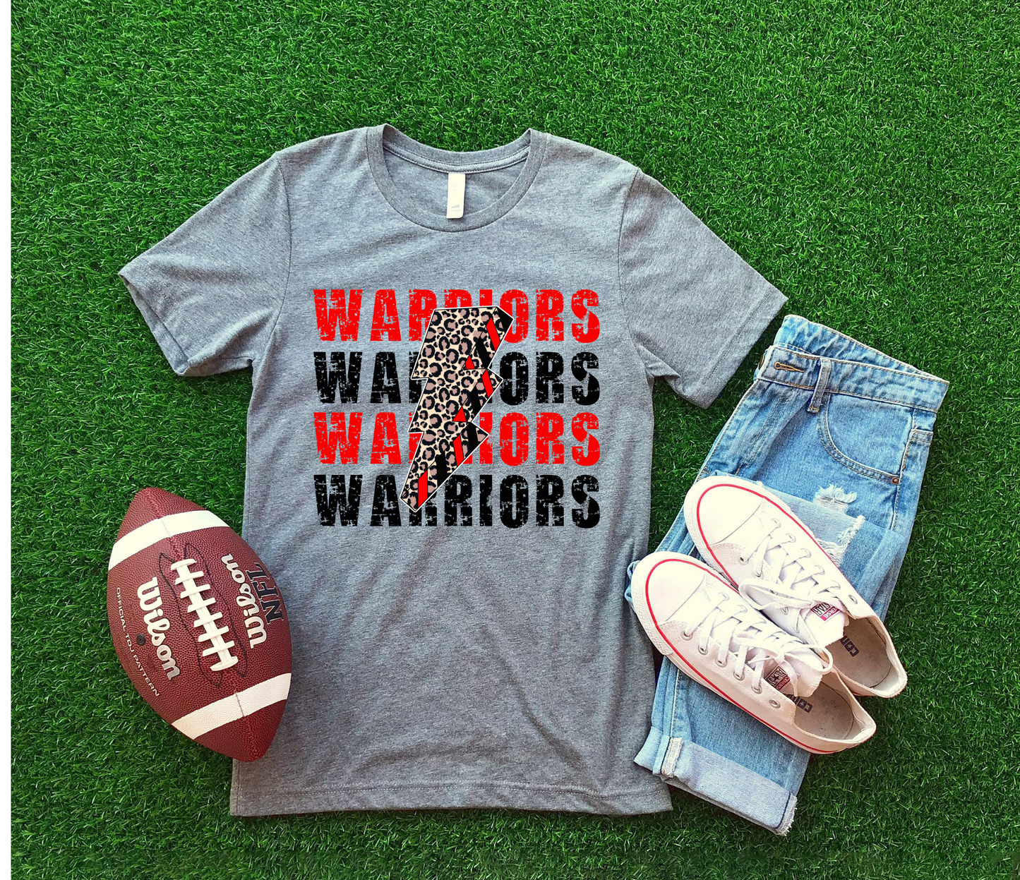 DTF WARRIORS RED/BLACK STACKED LB TRANSFER