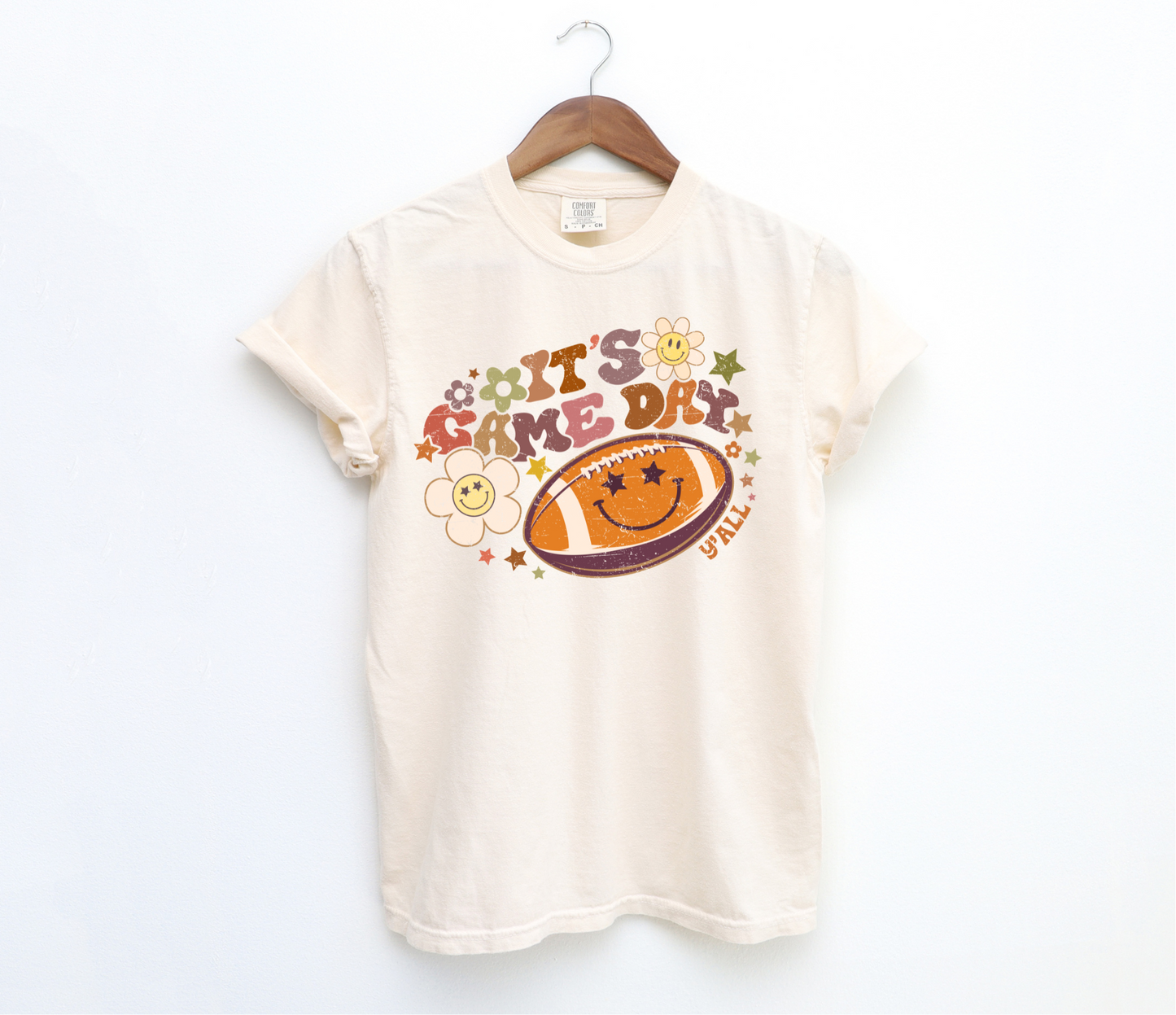 DTF IT'S GAME DAY YALL RETRO FOOTBALL/FLOWER DISTRESSED TRANSFER
