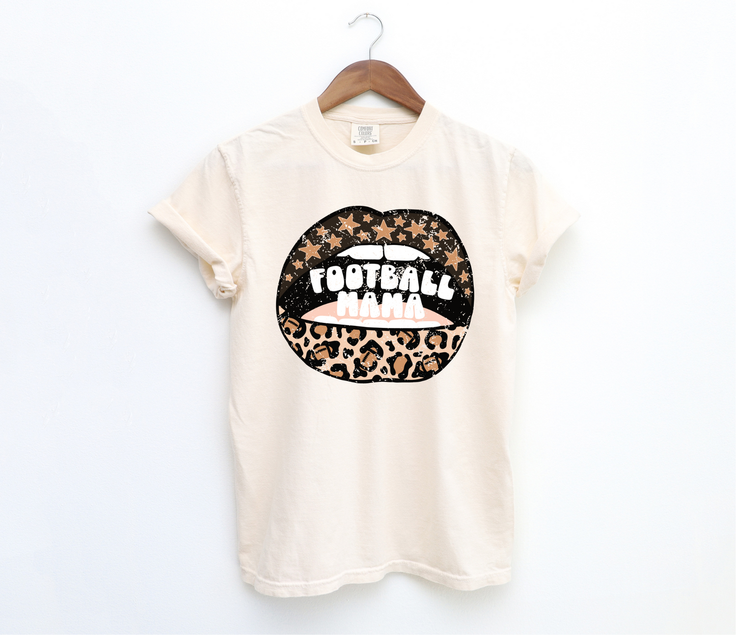 DTF FOOTBALL MAMA LEOPARD LIPS DISTRESSED TRANSFER
