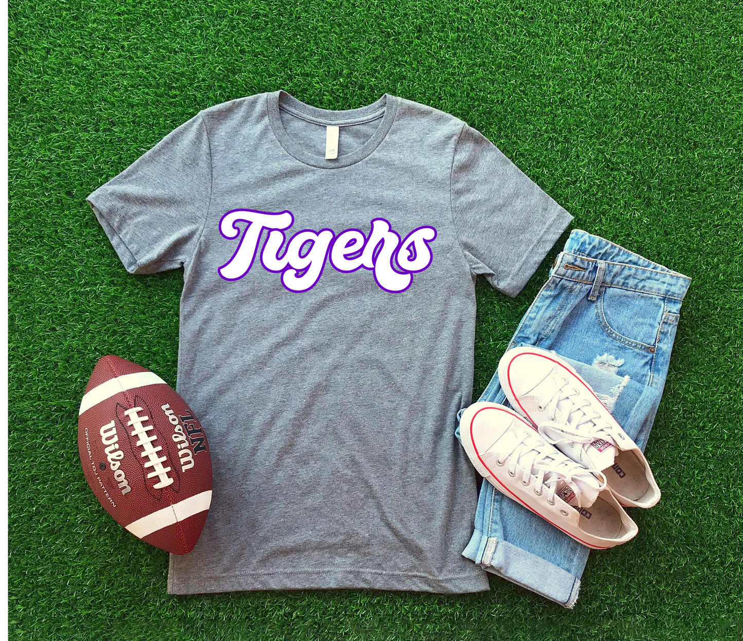 DTF TIGERS PURPLE/WHITE RETRO TRANSFER